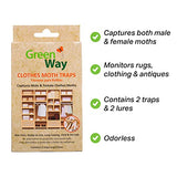 GreenWay Clothing Moth Traps (2 Traps) - Moth Traps for Clothes Closets - Alternative to Cedar Balls and Moth Balls for Closet - Pheromone Attractant & Eco