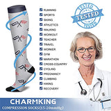 CHARMKING Compression Socks for Women & Men (8 Pairs) 15-20 mmHg Graduated Copper Support Socks are Best for Pregnant, Nurses - Boost Performance, Circulation, Knee High & Wide Calf (S/M, Multi 09)