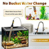 hygger Bucket-Free Aquarium Water Change Kit Metal Faucet Connector Fish Tank Vacuum Siphon Gravel Cleaner with Long Hose 49FT Drain & Fill