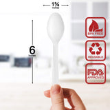 400 Pack Extra Heavyweight Disposable White Plastic Tea Spoons- Heavy Duty White Cutlery-Utensils, Parties, Dinners, Catering Services, Family Gatherings