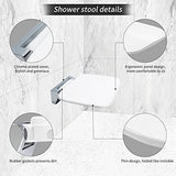 Easywow Folding Shower Chair Wall Mounted Fold Down Shower Seat 400 LB Capacity Foldable Shower Seats for Adults Elderly Disabled White