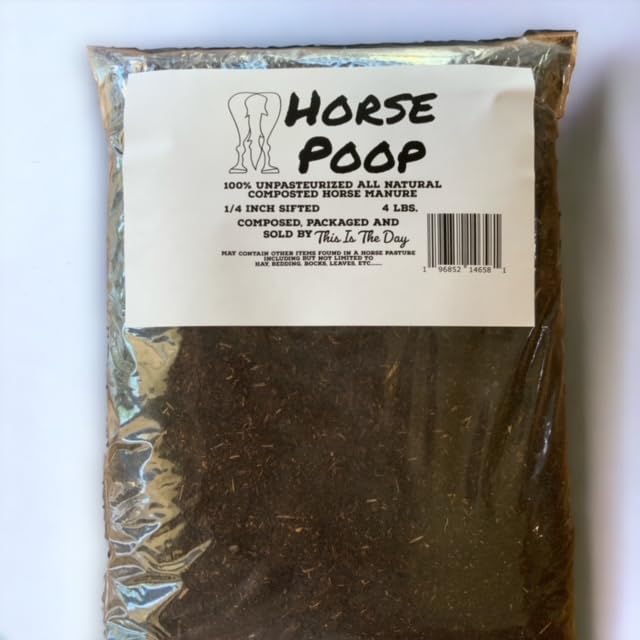 Horse Poop, 100% Natural Aged Unpasteurized Composted Manure and Sifted Premium Garden Fertilizer for Plants, Compost Tea and Mushroom Substrate