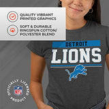 Team Fan Apparel NFL Women's Team Block Charcoal Tagless T-Shirt - Cotton Blend - Rock Game Day with Perfect Comfort & Style (Detroit Lions - Black, Womens Large)