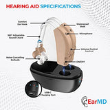 Rechargeable Hearing Aids for Seniors Severe Hearing Loss, EarMD Digital Hearing Amplifier with Noise Cancelling,Hearing Aid with Charging Case and Volume Control