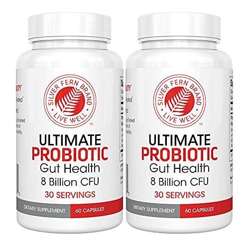 Silver Fern Ultimate Probiotic Supplement Vegicaps - Daily Metabolic Restoration, Proven Survivability, DNA Verified Multi-Strain Probiotic Capsules (2 Bottles - 120 Capsules)