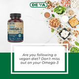 DEVA Vegan DHA-EPA Nutritional Supplement, Non-Fish Derived from Algae, 300 mg Potency, 90 Vegetarian Softgels - Pack of 2