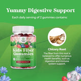 Sugar Free Fiber Gummies for Kids - Delicious Prebiotic Kids Fiber Gummies for Constipation Digestive Support & Immunity - Non-GMO Vegan Chicory Root Soluble Fiber Supplement for Kids Digestive Health