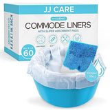 JJ CARE Commode Liners with Absorbent Pads - Pack of 60 Commode Liners for Bedside Toilet Chair Bucket, Portable Toilet & 16"x21" Commode Poop Bags with Liners for Adults