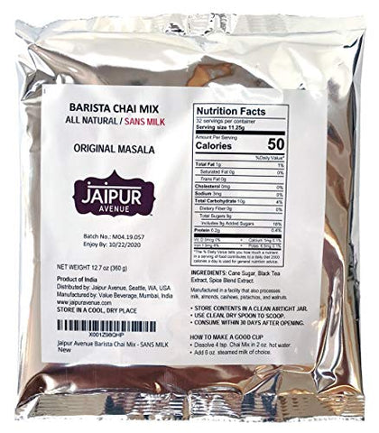Jaipur Avenue Barista Chai Mix (Without Milk) - Original Masala (360g Bulk Pack)