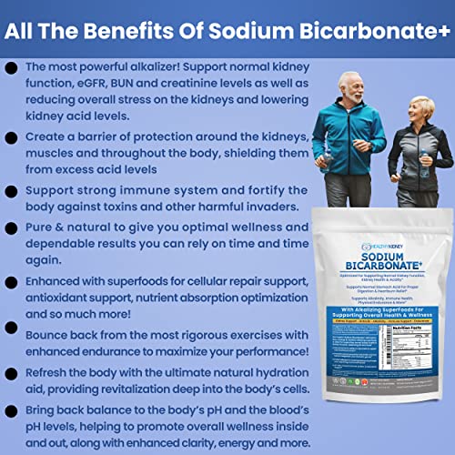 Organic Sodium Bicarbonate Alkaline Supplement For Alkalinity. Support Kidneys & Stomach Acid Neutralizer with Alkaline Superfoods. Sodium Bicarbonate Powder Kidney Immune Support Antacid Sports 1 LB.