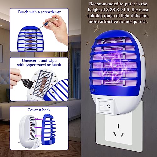 2 Pack Plug in Bug Zapper Indoor Flying Insect Trap, Electronic Mosquito Zapper Gnat Traps with LED Light for Patio, Bedroom, Kitchen, Office