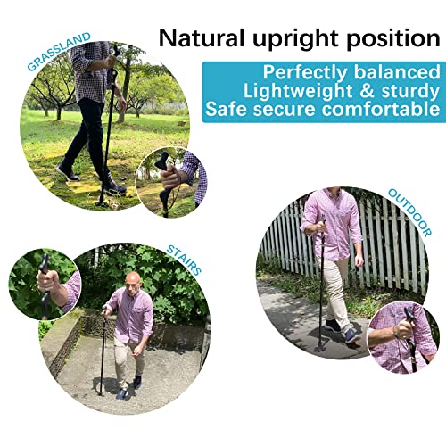 Honmido Walking Cane Foldable for Men & Women Seniors for Balance,Self Standing Folding Cane,Height Adjustable Anti-Slip Lightweight Alloy Walking Stick Collapsable for Travel Mobility Aid (Purple)