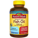 Nature Made Omega 3 Fish Oil 1200 mg, Fish Oil Supplements as Ethyl Esters, Omega 3 Fish Oil for Healthy Heart, Brain and Eyes Support, One Per Day, Omega 3 Supplement with 100 Softgels