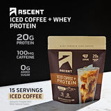 Ascent Iced Coffee Protein Powder - High Protein Coffee Powder, 20 g Protein & 100 mg Caffeine from Premium Colombian Coffee, Zero Artificial Flavors & Sweeteners - 15 Servings