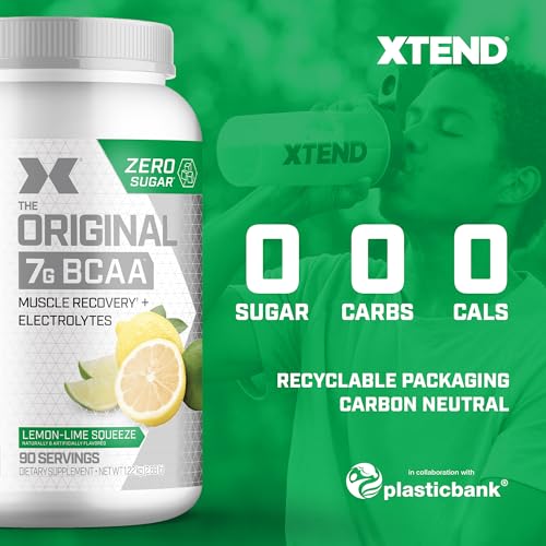 XTEND Original BCAA Powder Lemon Lime Squeeze | Sugar Free Post Workout Muscle Recovery Drink with Amino Acids | 7g BCAAs for Men & Women | 90 Servings