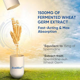 Zenlifer 120 Capsules Spermidine Wheat Germ 1500mg, Spermidine Supplements Wheat Germ Extract with Zinc for Antioxidant and Healthy Aging, Cell Renewal and Immune
