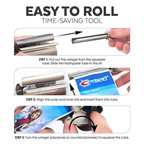 Toothpaste Squeezer Tube Roller Stainless Steel Tube Squeezer Rollers, Saves Toothpaste, Creams, Puts an end to Waste (Coral)