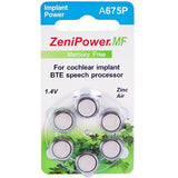 ZeniPower Mercury Free (0% Hg) Extra High Power Cochlear Implant BTE Speech Processor Batteries Zinc Air 1.4V Size 675P, 675CI, Implant Plus (300 Batteries)