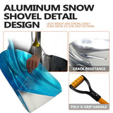 FORCOLID Aluminum Snow Shovel, Snow Shovel for Driveway, Metal Scoop Shovel Heavy Duty, 45 Inch, D-Handle, Transfer Shovel for Feed, Snow or Coal(Large Handle)