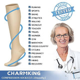 CHARMKING Compression Socks for Women & Men (8 Pairs) 15-20 mmHg Graduated Copper Support Socks are Best for Pregnant, Nurses - Boost Performance, Circulation, Knee High & Wide Calf (S/M, Multi 52)