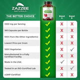 Zazzee D-Mannose 1000 mg per Serving, 180 Vegan Capsules, 3 Month Supply, Potent & Fast-Acting, Natural Cleansing Support Urinary Tract Health, 100% Pure, Non-GMO, All-Natural, Made in The USA