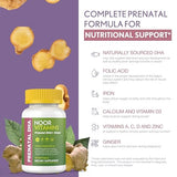 Noor Vitamins Halal Prenatal Vitamins with DHA and Folic Acid, Essential Vitamins, Ginger to Soothe Mom's Stomach, Iron, Softgels, Prenatal Vitamin Before/During/Post Pregnancy (1 Month Supply)