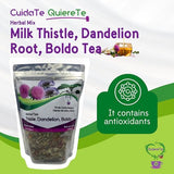 Quiere Te, Cardo Mariano, Milk Thistle, Dandelion Root, Boldo Tea, 100% Natural, Herbal Tea for Liver Detox Support, Cleanse and Digest, Non-GMO, Sugar Free, Caffeine-Free, Up to 200 Cups, Combo2 Bags