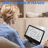 NZQXJXZ 5X Hands Free Magnifying Glass with Neck Wear for Reading Flexible Gooseneck Full Book Page Magnifier with 36 Ultra-Bright Dimmable LED Lights Provide Large Viewing Area for Repair Sewing