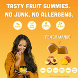 Llama Naturals Real Fruit Prebiotic & Probiotic Gummies for Adults, No Added Sugar Cane, Vegan Organic Synbiotics, Digestive Support, Women & Men Gut Health, 5B CFU, 60 ct (30 Days) Peach Mango