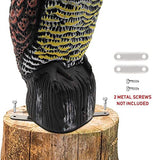 Hausse Solar Fake Horned Owl Statue, Solar Powered Halloween Motion Activated Scarecrow Deterrent Owl with Red Eyes, Scary Sound Scare Birds Away for Garden Yard Outdoor