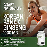 Bronson Korean Panax Ginseng 1000 mg Supports Energy, Endurance & Vitality + Memory and Mental Performance, 250 Capsules