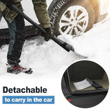 Snow Shovel for Driveway, Heavy Duty Aluminum Snow Removal Shovel - 67" Long Handle Ergonomic Metal Snow Push Shovel, Portable for Car Trunk Home Garage Backyard Walkway Parking