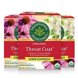 Traditional Medicinals Tea, Organic Throat Coat Lemon Echinacea, Supports Throat Health & Immune Function, 96 Tea Bags (3 Pack)