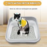 Maohegou Senior Cat Litter Box, Three Legged Arthritic Open Low Entry for Sick Frail Handicap Disabled Cats, Older Elderly Corner (one Pack)