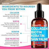 Liquid Collagen Peptides for Women - Complex with Biotin Vitamin, Hydrolyzed Keratin Protein and Saw Palmetto - Comprehensive Formula for Hair, Skin, and Nails Wellness - 2fl oz (Pack of 1)