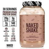 NAKED nutrition Naked Shake - Chocolate Protein Powder - Plant Based Protein Shake with Mct Oil, Gluten-Free, Soy-Free, No Gmos Or Artificial Sweeteners - 30 Servings