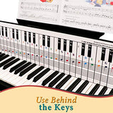 Piano and Keyboard Note Chart, Use Behind the Keys, Ideal Visual Tool for Beginners Learning Piano or Keyboard, Easy to Set Up, for any Medium to Full Size Piano or Keyboard, Cover Four Octaves