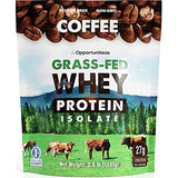 Opportuniteas Coffee Whey Protein Powder - Low Carb & Keto Friendly - 27g Protein - Grass Fed Whey Isolate + Colombian Coffee - 60mg Caffeine - Pre or Post Workout Drink Mix, Shake & Smoothie - 2.5 lb