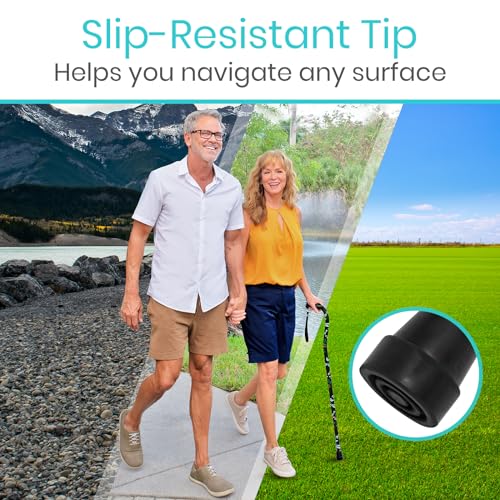 Vive Walking Cane for Women, Men, Elderly - Patented Offset Grip - Lightweight Adjustable Walking Aid with a Non-Slip Tip - Sturdy Balancing Mobility Aid for Seniors, Supports Up to 250lbs (Teal)