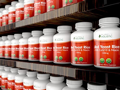 Red Yeast Rice 1200mg with CoQ10 & Flush Free Niacin 120 Vegetarian Capsules - Non Irradiated, Citrinin Free