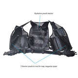 Black Tactical Vest with Holster Adjustable Waist for Combat Airsoft Paintball Training Adults Men Size XX-Large-3X-Large