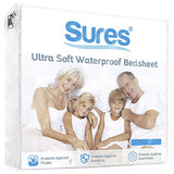 Sures Waterproof Mattress Protector - Twin Size Bedsheet - Fitted Machine Washable Bed Sheet -Vinyl Free Bedwetting Cover Pad - for Kids, Adult, Elderly (1, Twin)