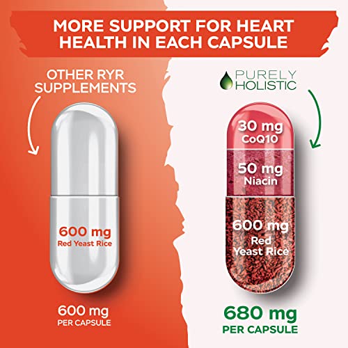 Red Yeast Rice 1200mg with CoQ10 & Flush Free Niacin 120 Vegetarian Capsules - Non Irradiated, Citrinin Free