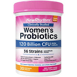 NewRhythm Women's Probiotics, D-Mannose & Organic Cranberry for Feminine Health, 120 Billion CFU 36 Strains, with Organic Prebiotics & Enzymes, No Refrigeration Needed, 30 Vegan Capsules, No Dairy