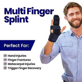Trigger Finger Splint Finger Brace – Supports Two or Three Fingers. Help Broken Fingers Hand Contractures, Arthritis, Tendonitis, Mallet Fingers or Hand Splint for Metacarpal (Left XSmall)