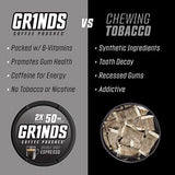 Grinds Coffee Pouches | 6 Cans of Double Shot Espresso | 18 Pouches Per Can | 2x Caffeine 1 Pouch eq. 1/2 Cup of Coffee