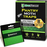 Maxguard Pantry Moth Traps (8 Pack) with Extra Strength Pheromones | Non-Toxic Sticky Glue Trap for Food and Cupboard Moths in Your Kitchen | Trap & Kill Pantry Pests |