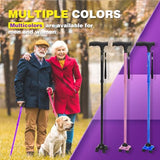 FANECO Walking Cane, Folding Walking Stick for Seniors, Pivoting Quad Base, Lightweight Adjustable Walking Stick for Men/Women