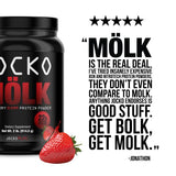 Jocko Mölk Whey Protein Powder (Strawberry) - Keto, Probiotics, Grass Fed, Digestive Enzymes, Amino Acids, Sugar Free Monk Fruit Blend - Supports Muscle Recovery & Growth - 31 Servings (2lb Old Tub)