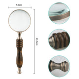 WIOR 10X Handheld Magnifying Glass Antique Copper Magnifier with Sandawood Handle,High Magnification Magnifier for Reading, Senior, Low Vision, Map, Inspection, Handcraft Hobby